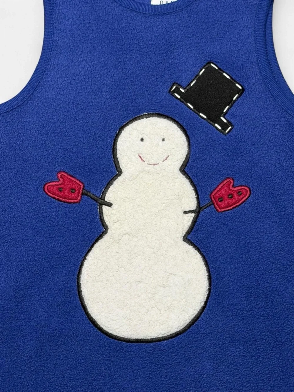 VTG Y2K Baby Gap Blue Fleece Snowman Romper Longall 18-24M